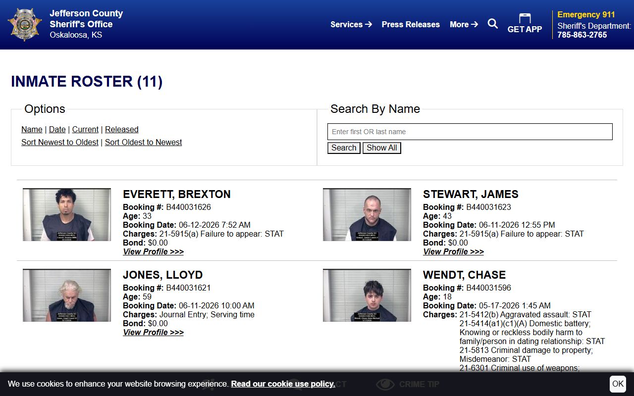 Jefferson County jail mugshots on current inmate roster