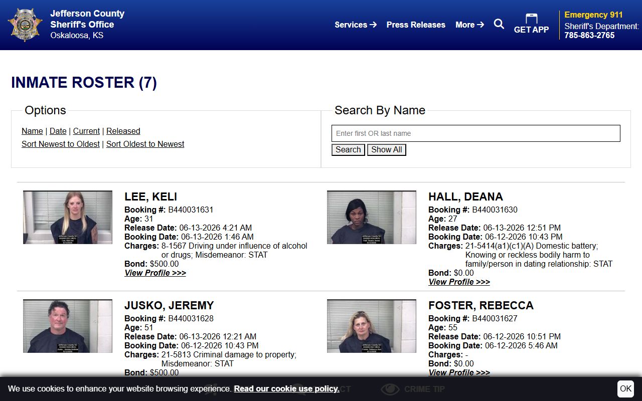 Jefferson County 48-hour release roster with booking photos